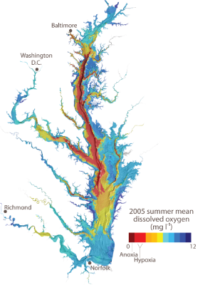 map of chesapeake dead zone