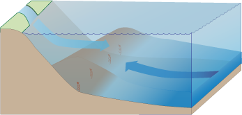 Fresh and salt water causing sediment resuspension